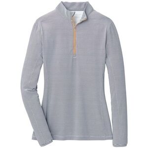 Peter Millar Striped Quarter Zip Performance Golf Pullover UPF 50 Sun Shirt M